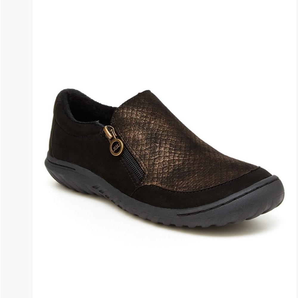 Black and gold side zip loafer for women brand new size 9.5 W